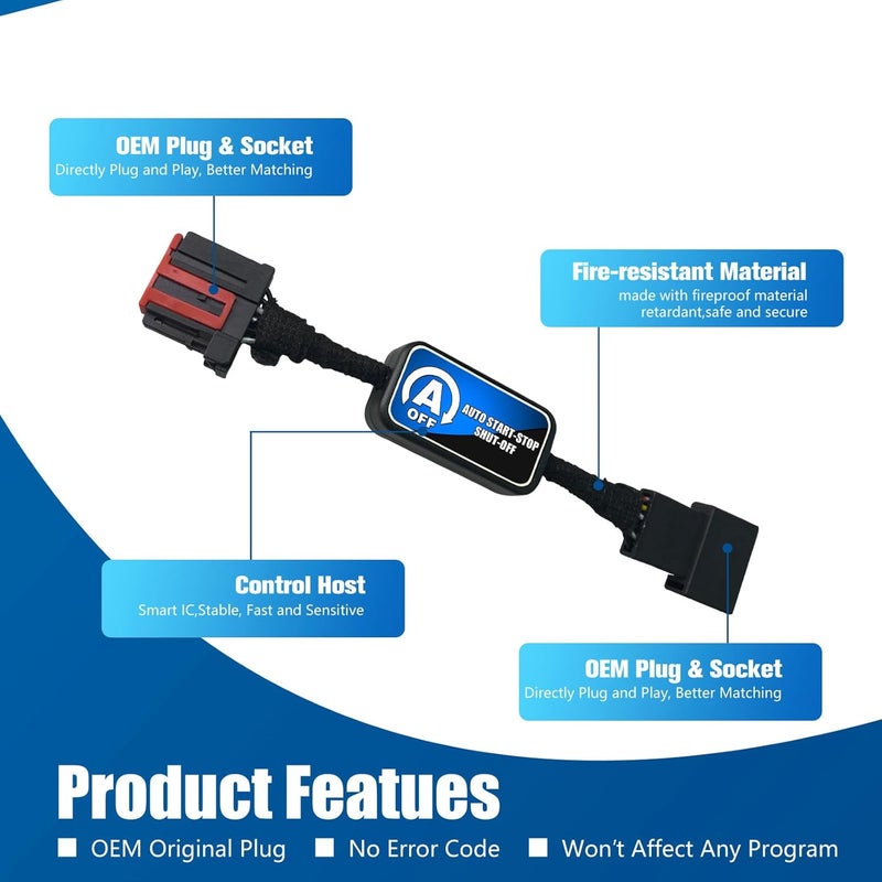 YESCHE Auto Start Stop Eliminator Compatible with Jeep Wrangler JL JLU Gladiator 2018-2023 (Not fit 4XE) Automatic Startstop Disabler Canceller Cable Device Stop Shutoff Save Battery Accessories - Image 3